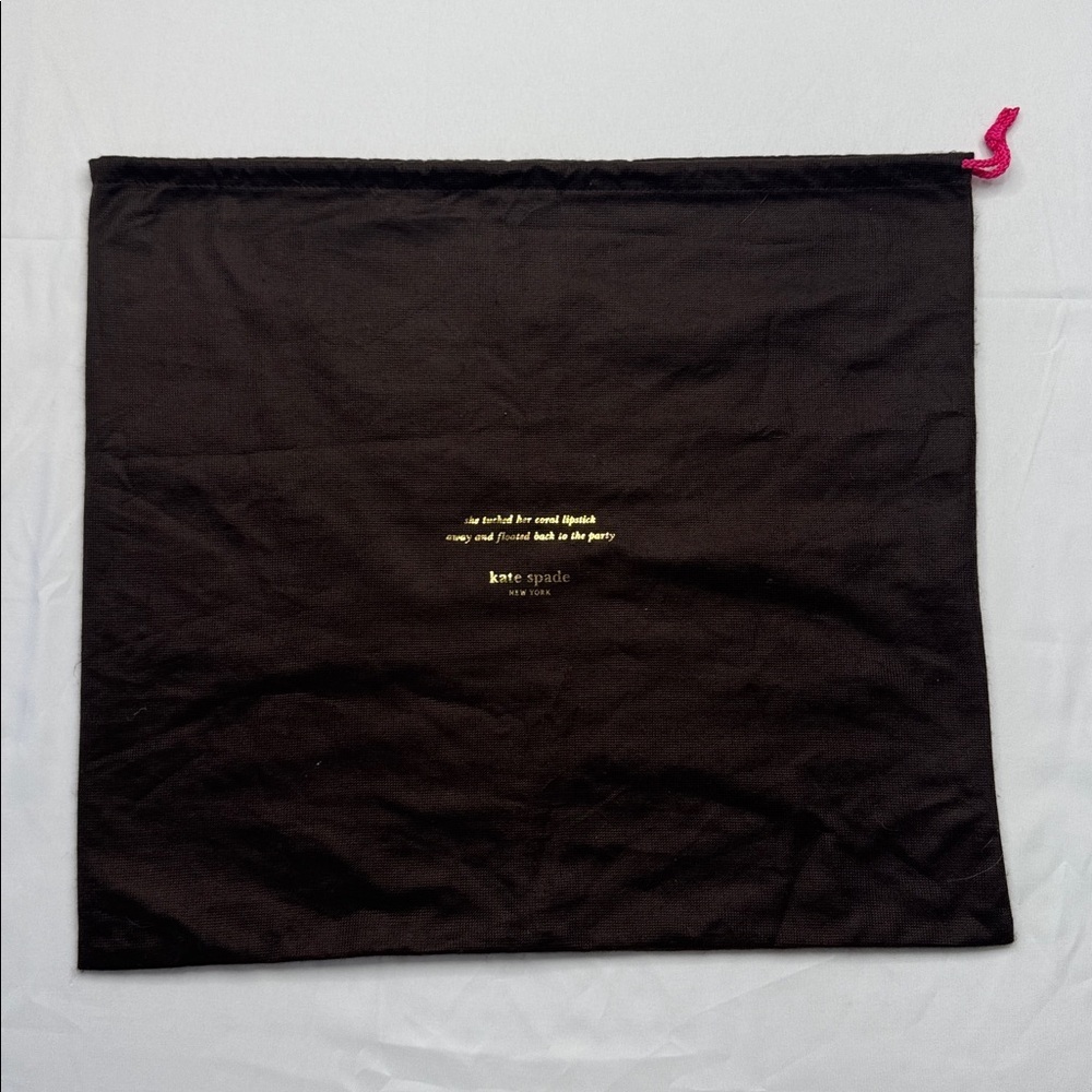 KATE SPADE purse cover 19 x 17 dust bag featuring gold lettering pink drawstring